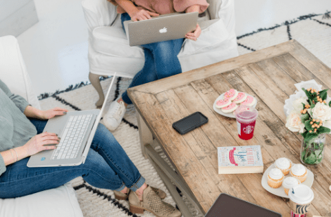 two women on computers